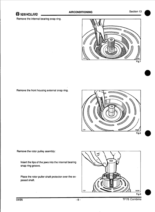New Holland TF76, TF78 Combine Service Manual Workshop Guide