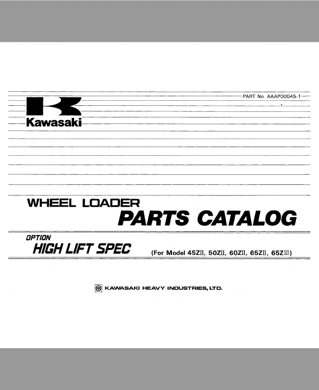 Kawasaki 65ZIII Wheel Loader Service Manual