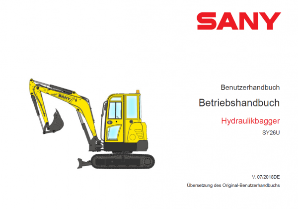 Sany SY26U Hydraulic Excavator Repair Service Manual