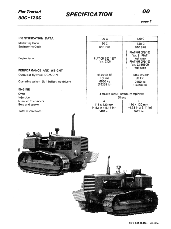 Fiat 90C, 120C Tractor Workshop Service Manual Workshop Guide
