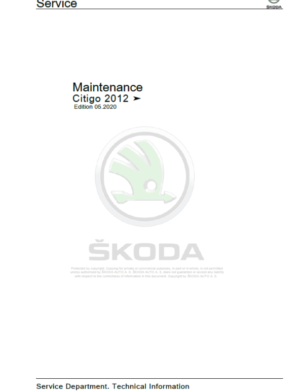 SKODA CITIGO (NF) Repair Service Manual