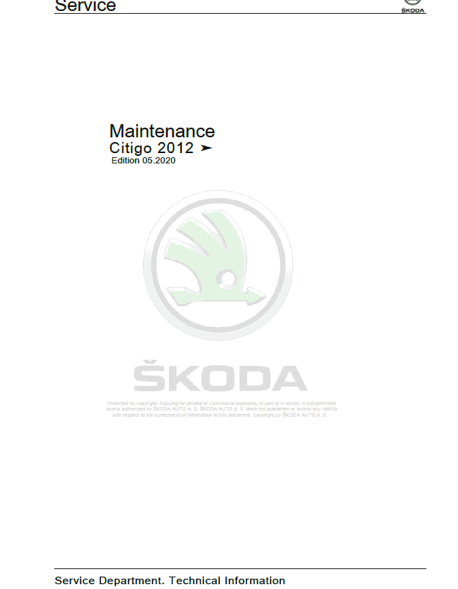 SKODA CITIGO (NF) Repair Service Manual