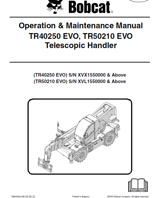 Bobcat TR40250 EVO, TR50190 EVO, TR50210 EVO versaHandler Telescopic Service Repair Manual