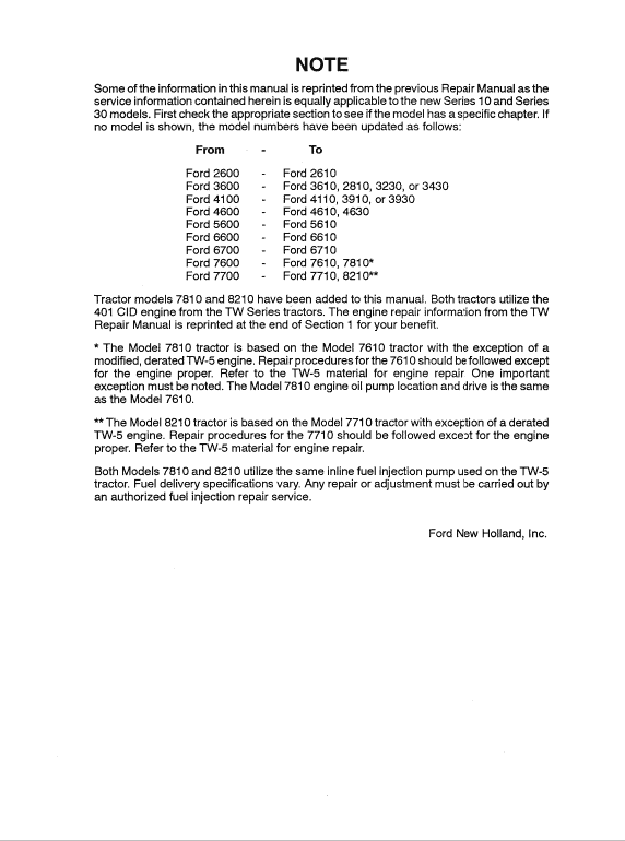 Ford 4100, 4110, 4600, 4610, 4630 Tractor Service Manual Workshop Guide
