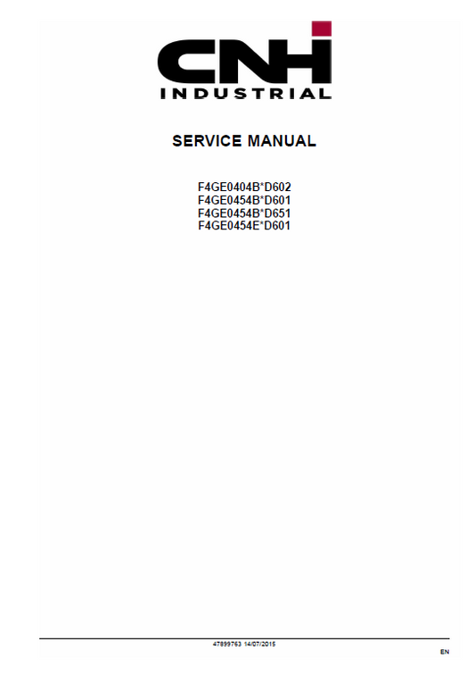 NEF Four Cylinder Mechanical Tier 2 and Stage II Engine Manual Workshop Guide