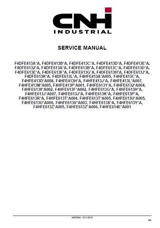 NEF Tier 4A Interim and Stage IIIB Engine Service Manual Workshop Guide