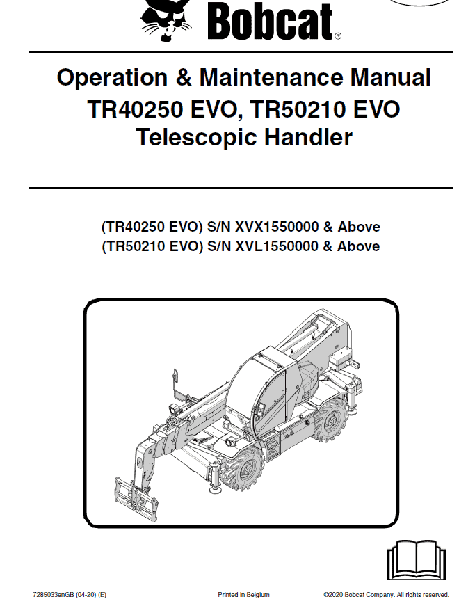 Bobcat TR40250 EVO, TR50190 EVO, TR50210 EVO versaHandler Telescopic Service Repair Manual
