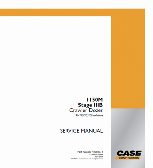 Case 1150M Crawler Dozer Service Manual Workshop Guide