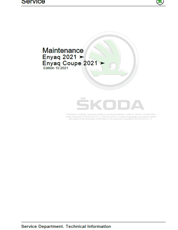 SKODA ENYAQ (5A, 5AC, 5AZ) Repair Service Manual