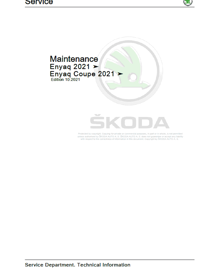 SKODA ENYAQ (5A, 5AC, 5AZ) Repair Service Manual