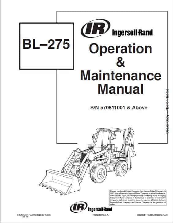 Bobcat BL275 Loader Service Repair Manual