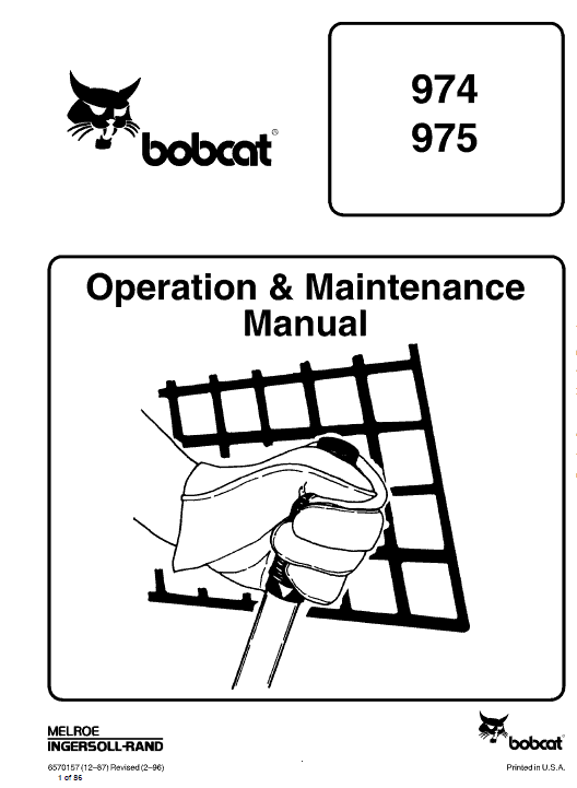 Bobcat 974 and 975 Loader Service Manual Workshop Guide