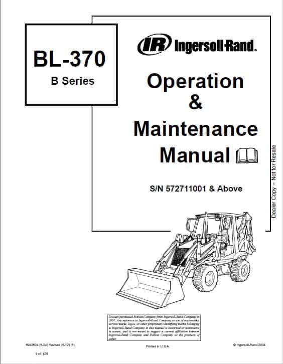 Bobcat BL370 (B-Series) Loader Service Repair Manual