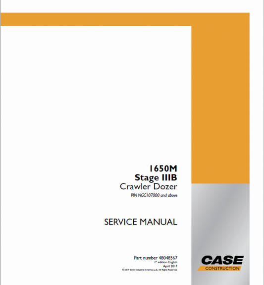 Case 1650M Crawler Dozer Service Manual Workshop Guide