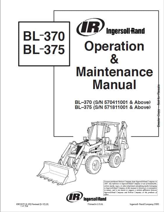 Bobcat BL370, BL375 Loader Service Repair Manual