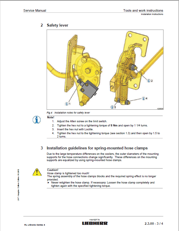 Liebherr RL 44, RL 54, RL 64 Pipe Layers Dozer Service Manual