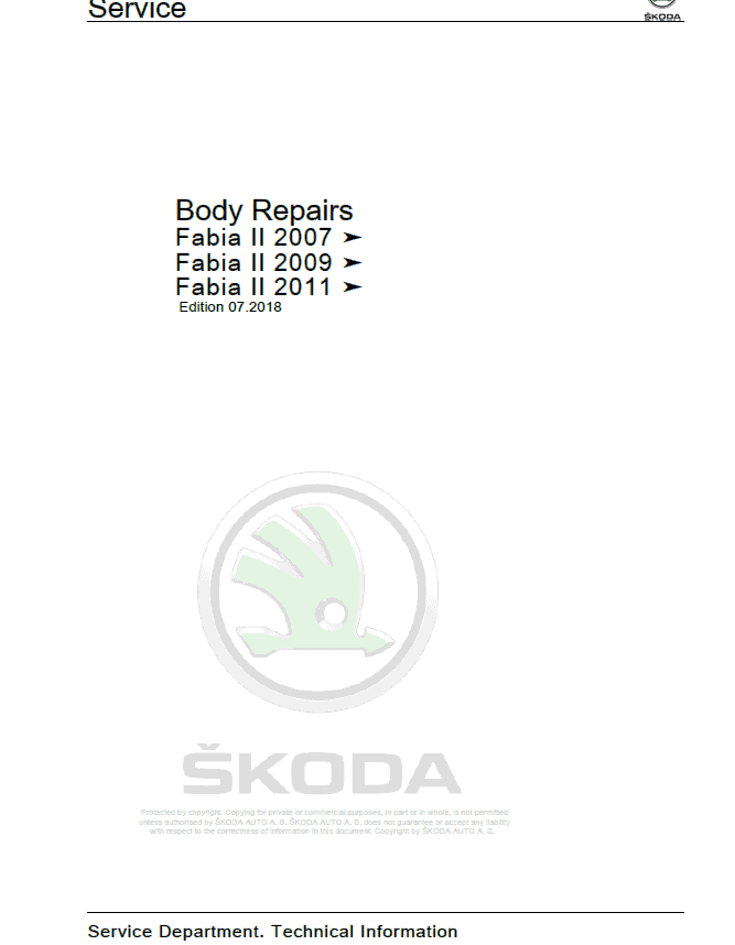 SKODA FABIA II (54) Repair Service Manual