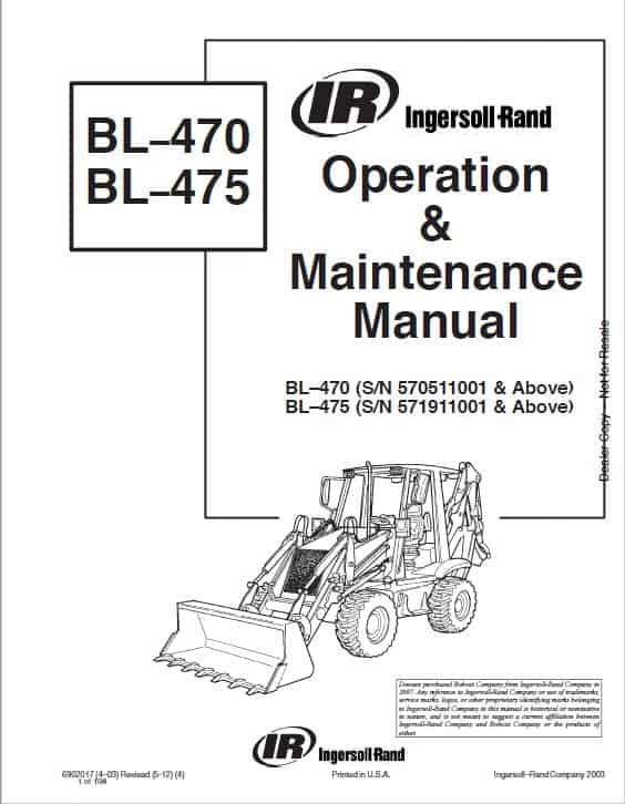Bobcat BL470, BL475 Loader Service Repair Manual