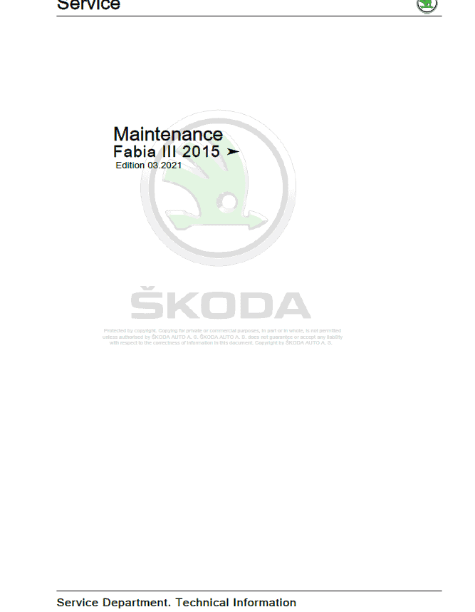 SKODA FABIA III (NJ) Repair Service Manual