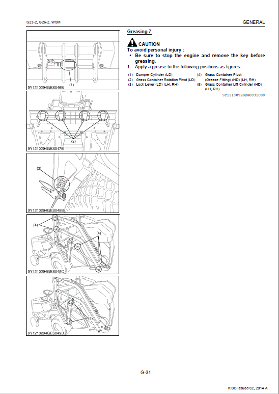 Kubota G23-2, G26-2 Mowers Service Manual