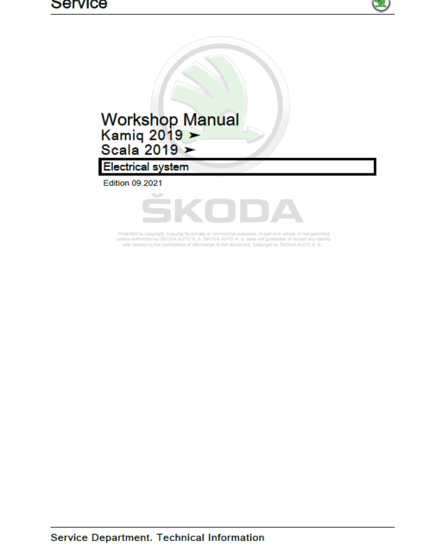 SKODA KAMIQ (NW) Repair Service Manual