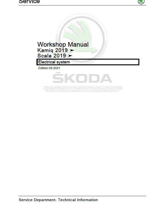 SKODA KAMIQ (NW) Repair Service Manual