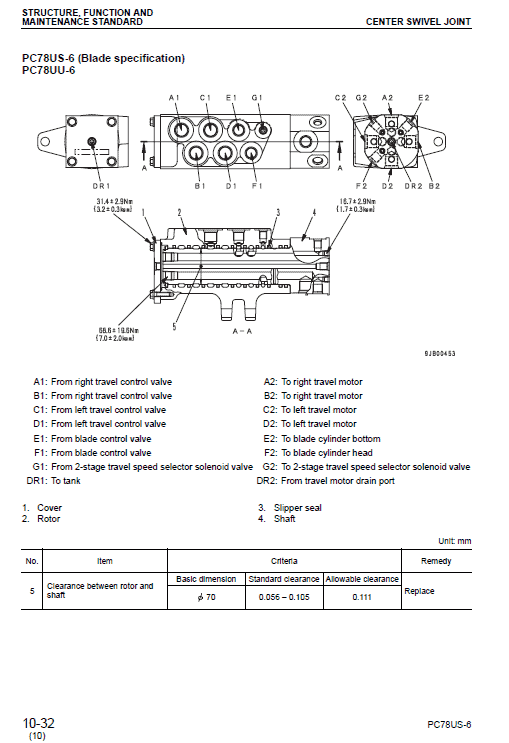 Komatsu PC78UU-6, PC78US-6 Excavator Service Manual Workshop Guide
