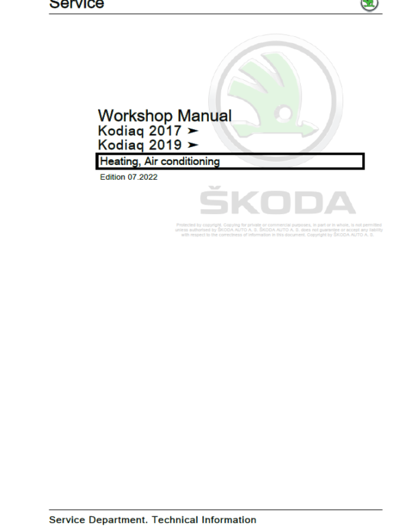 SKODA KODIAQ (NS) Repair Service Manual