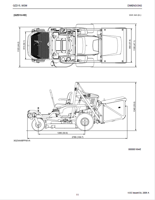 Kubota GZD15 Zero Turn Mowers Service Manual