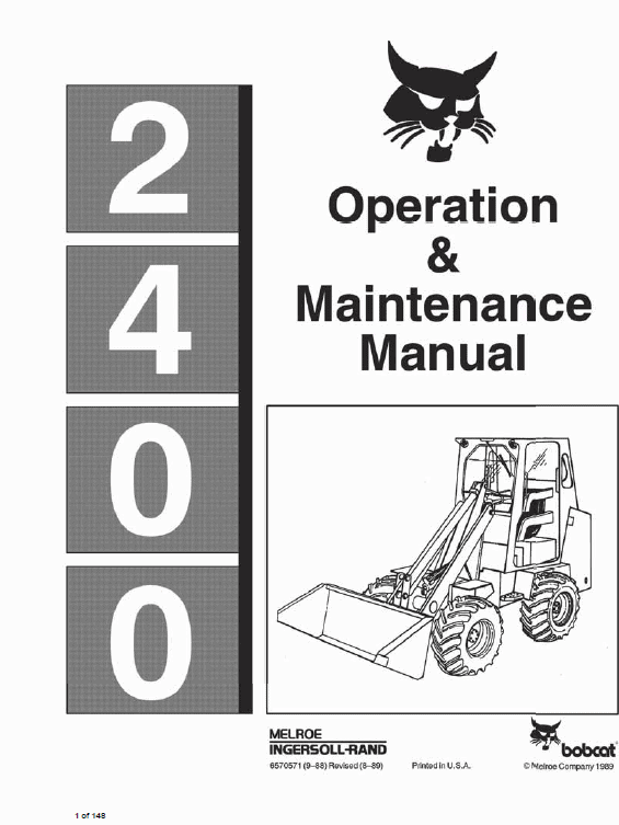 Bobcat 2400 Loader Service Manual Workshop Guide