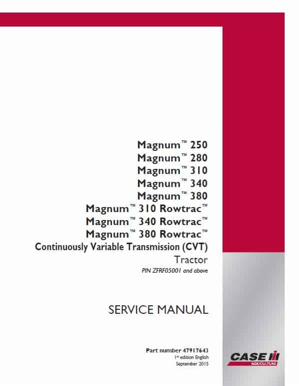 Case 310, 340, 380 Rowtrac Magnum Tractor Service Manual