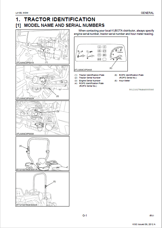 Kubota L4100 Tractor Service Manual