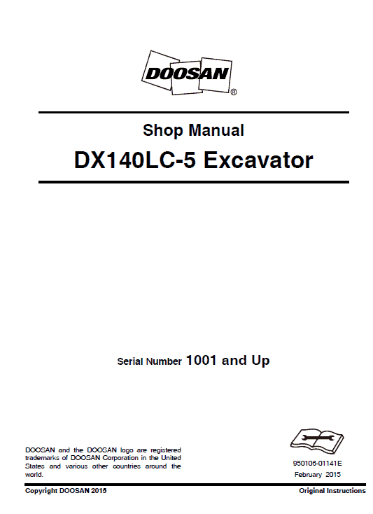 Doosan DX140LC-3 and DX140LC-5 Excavator Service Manual Workshop Guide
