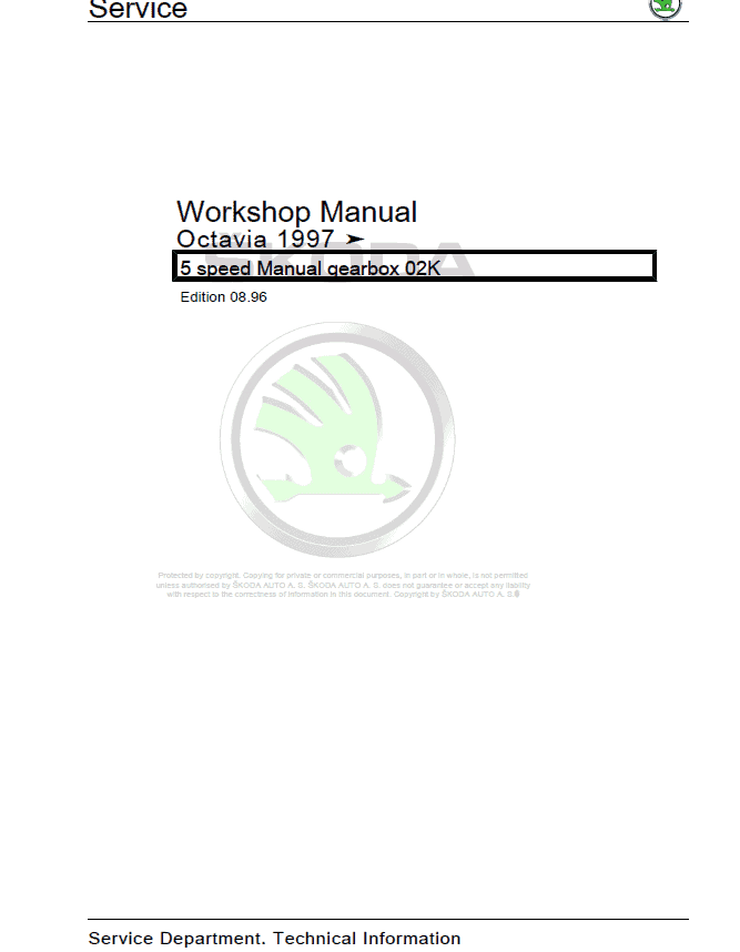SKODA OCTAVIA TOUR (1U) Repair Service Manual