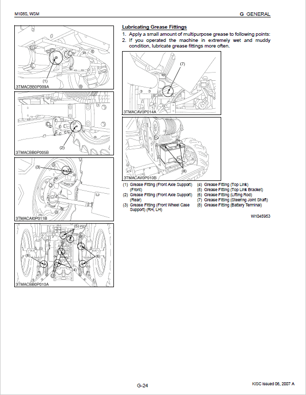 Kubota M96S, M108S Tractor Workshop Service Repair Manual