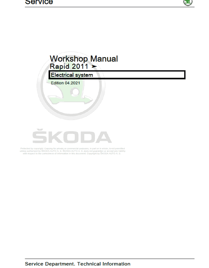 SKODA RAPID (NA, NK) Repair Service Manual