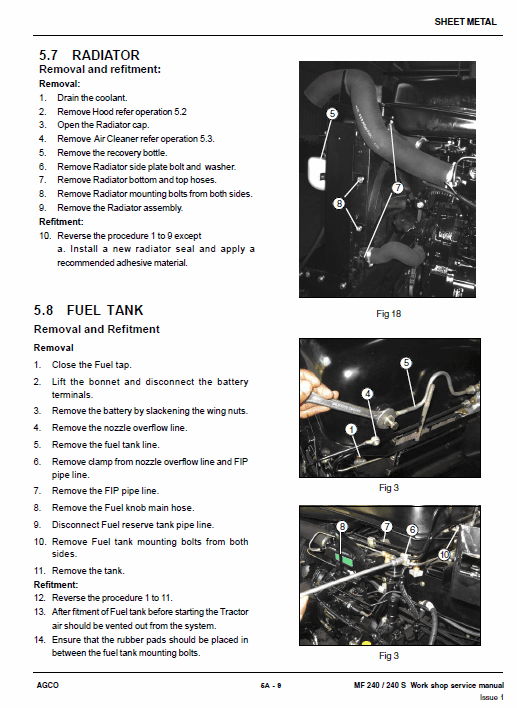 Massey Ferguson MF 240, 240S Tractor Service Manual Workshop Guide