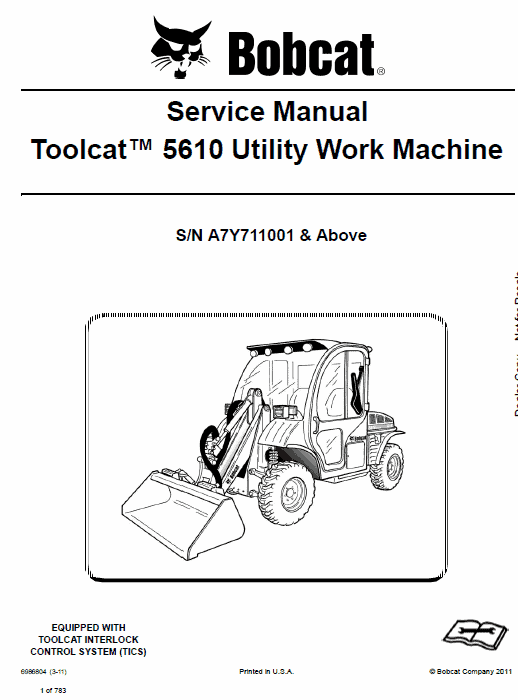 Bobcat 5610 Toolcat Utility Vehicle Service Repair Manual Workshop Guide