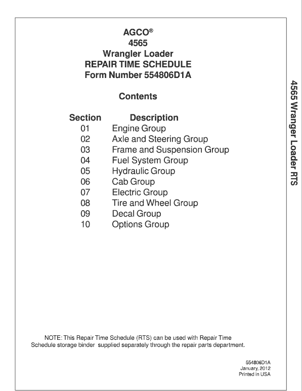 Willmar 4565 Wrangler Loader Service Manual Workshop Guide
