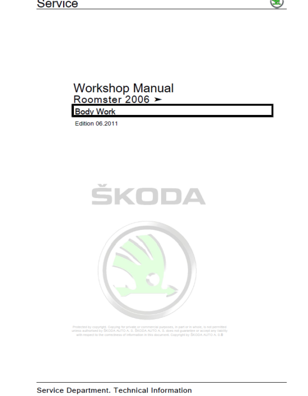 SKODA ROOMSTER (5J, 5J0) Repair Service Manual