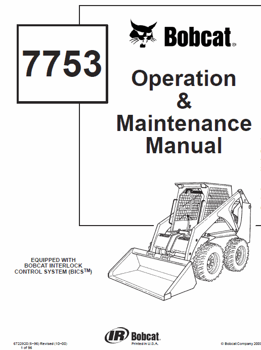Bobcat 7753 Skid-Steer Loader Service Manual Workshop Guide