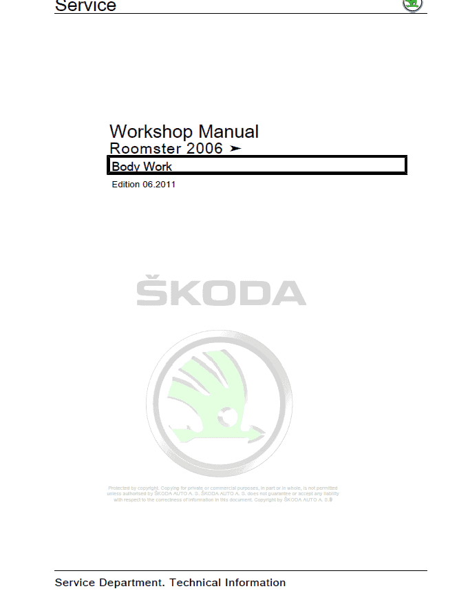 SKODA ROOMSTER (5J, 5J0) Repair Service Manual