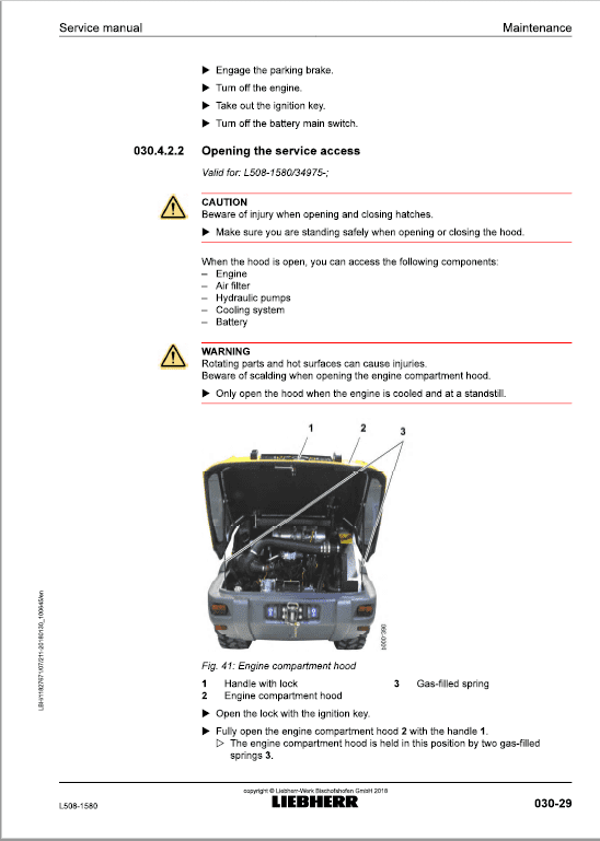Liebherr L508 Type 1580 Wheel Loader Service Manual
