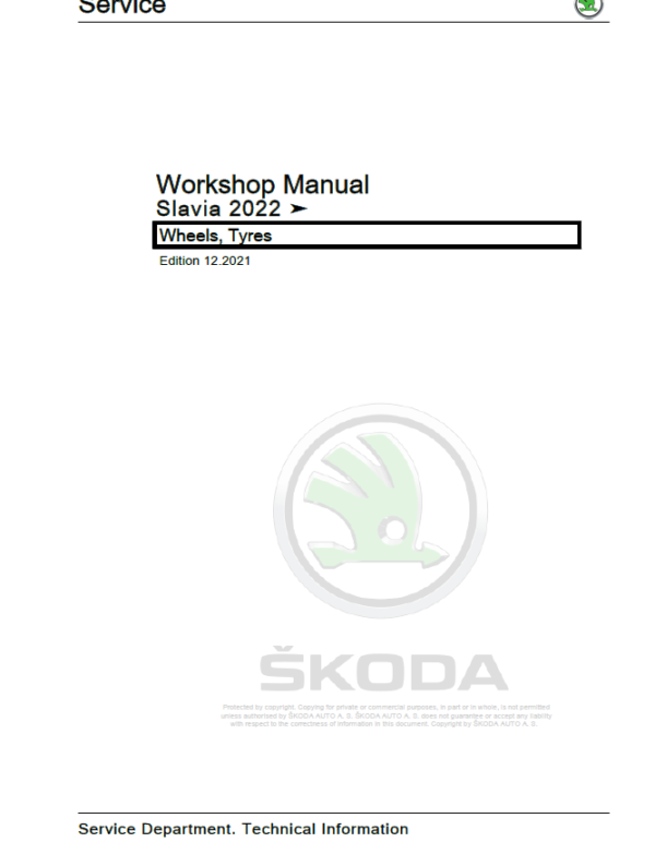 SKODA SLAVIA (PB) Repair Service Manual