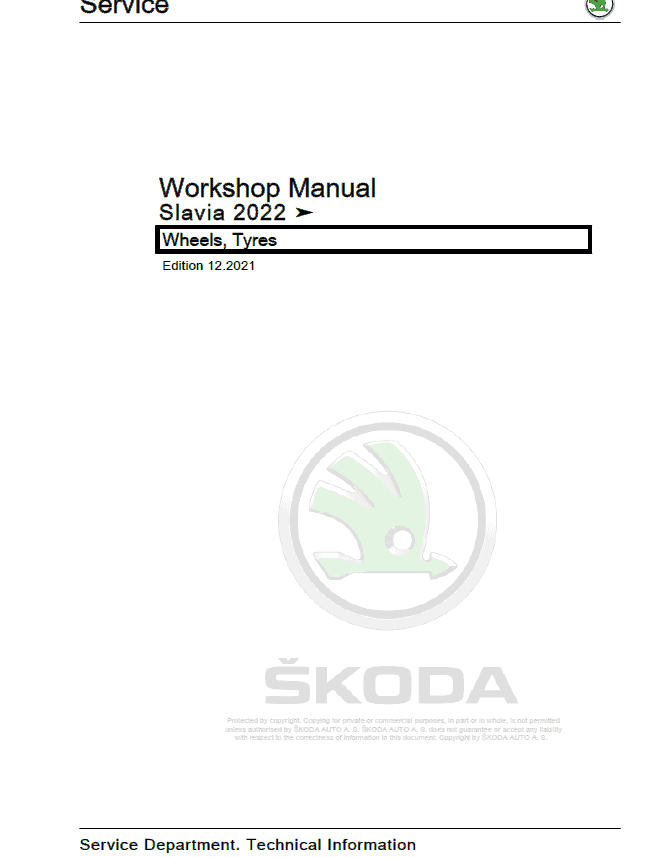 SKODA SLAVIA (PB) Repair Service Manual