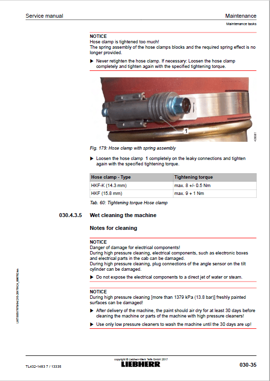 Liebherr TL432 Type 1483 Telescopic Handler Service Manual