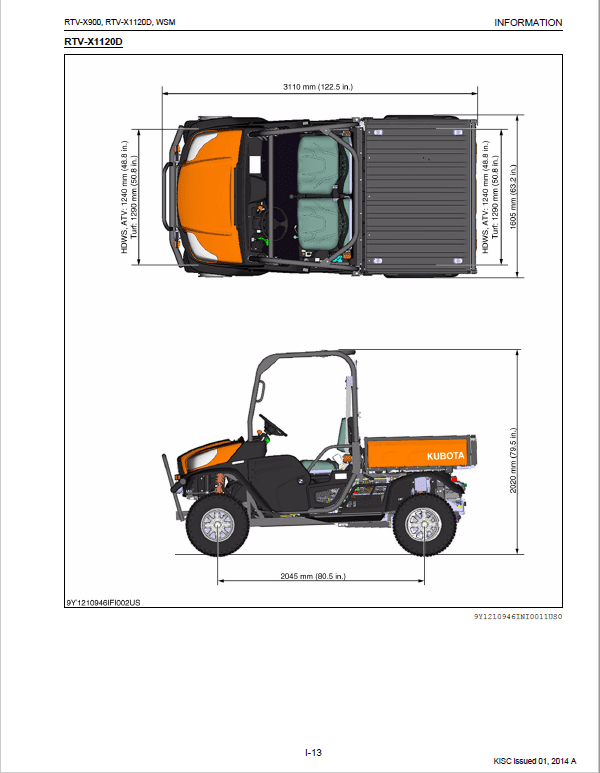 Kubota RTV-X900, RTV-X1120D Utility Vehicle Workshop Service Manual