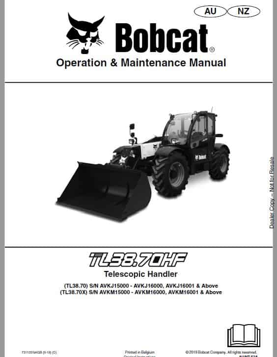 Bobcat TL38.70, TL38.70X versaHANDLER Telescopic Service Repair Manual