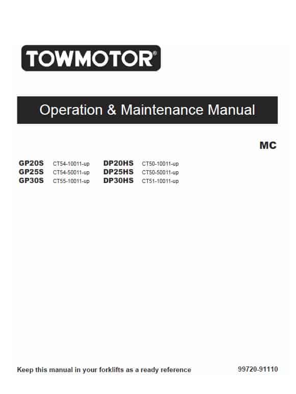 CAT GP20S, GP25S, GP30S Forklift Lift Truck Service Manual