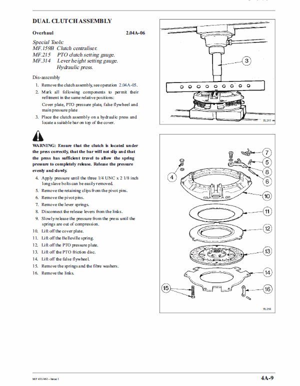 Massey Ferguson 431, 461 Tractors Service Manual Workshop Guide